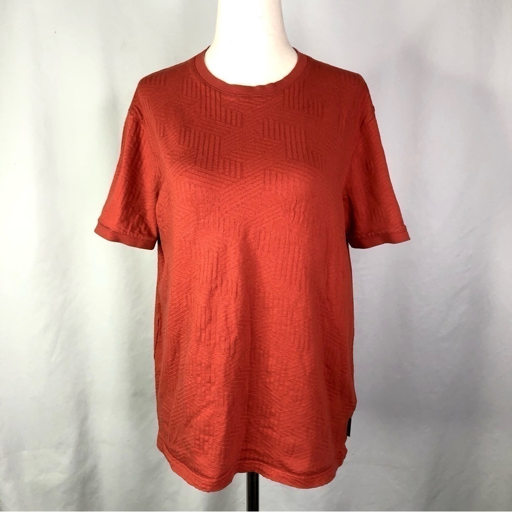 Ted Baker tee t-shirt short sleeve op art texture cubes terra cotta burnt red 2
